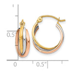 Load image into Gallery viewer, Leslie's 10K Tri-color Polished Hinged Hoop Earrings10LE142
