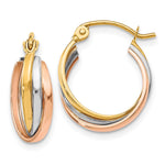 Load image into Gallery viewer, Leslie's 10K Tri-color Polished Hinged Hoop Earrings10LE142