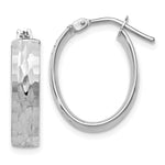 Load image into Gallery viewer, Leslie's 10K White Gold Polished and D/C Oval Hinged Hoop Earrings10LE146