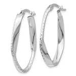 Load image into Gallery viewer, Leslie's 10K White Gold Polished & D/C Oval Hoop Earrings10LE229