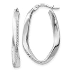 Load image into Gallery viewer, Leslie's 10K White Gold Polished & D/C Oval Hoop Earrings10LE229