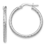Load image into Gallery viewer, Leslie's 10K White Gold Polished and Textured Hinged Hoop Earrings10LE246