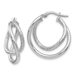 Load image into Gallery viewer, Leslie's 10K White Gold Polished and Textured Fancy Hoop Earrings10LE247