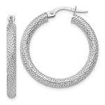 Load image into Gallery viewer, Leslie's 10K White Gold Polished and Textured Hinged Hoop Earrings10LE271