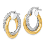 Load image into Gallery viewer, Leslie's 10K Two-tone Polished and Textured Hoop Earrings10LE421