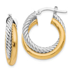 Load image into Gallery viewer, Leslie's 10K Two-tone Polished and Textured Hoop Earrings10LE421