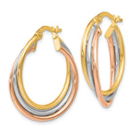 Load image into Gallery viewer, Leslie's 10K Tri-color Polished and Textured Twisted Hoop Earrings10LE441