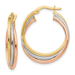 Load image into Gallery viewer, Leslie's 10K Tri-color Polished and Textured Twisted Hoop Earrings10LE441