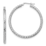 Load image into Gallery viewer, Leslie's 10K 3x35 White Gold D/C Round Hoop Earrings10LE464W