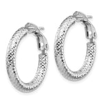 Load image into Gallery viewer, Leslie's 10K 3x15 White Gold D/C Round Omega Back Hoop Earrings10LE465W