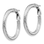 Load image into Gallery viewer, Leslie's 10K 3x20 White Gold D/C Round Omega Back Hoop Earrings10LE466W