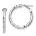 Load image into Gallery viewer, Leslie's 10K 3x20 White Gold D/C Round Omega Back Hoop Earrings10LE466W