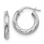 Load image into Gallery viewer, Leslie's 10K 3x10 White Gold D/C Round Hoop Earrings10LE469W