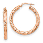 Load image into Gallery viewer, Leslie's 10K 3x20 Rose Gold D/C Round Hoop Earrings10LE470R