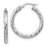 Load image into Gallery viewer, Leslie's 10K 3x20 White Gold D/C Round Hoop Earrings10LE470W