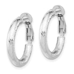 Load image into Gallery viewer, Leslie's 10K 3x15 White Gold D/C Round Omega Back Hoop Earrings10LE473W