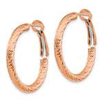 Load image into Gallery viewer, Leslie's 10K 3x20 Rose Gold D/C Round Omega Back Hoop Earrings10LE474R