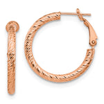 Load image into Gallery viewer, Leslie's 10K 3x20 Rose Gold D/C Round Omega Back Hoop Earrings10LE474R
