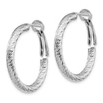 Load image into Gallery viewer, Leslie's 10K 3x20 White Gold D/C Round Omega Back Hoop Earrings10LE474W