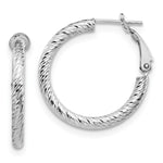 Load image into Gallery viewer, Leslie's 10K 3x20 White Gold D/C Round Omega Back Hoop Earrings10LE474W