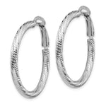 Load image into Gallery viewer, Leslie's 10K 3x25 White Gold D/C Round Omega Back Hoop Earrings10LE475W