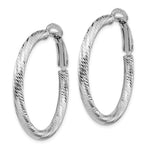 Load image into Gallery viewer, Leslie's 10K 3x30 White Gold D/C Round Omega Back Hoop Earrings10LE476W