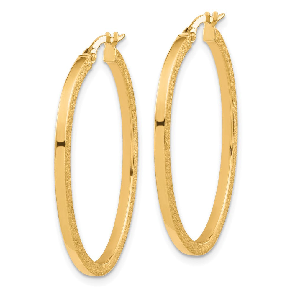 Leslie's 10K Brushed & Polished Oval Hoop Earrings10LE481