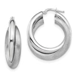 Load image into Gallery viewer, Leslie's 10K White Brushed & Polished Left and Right Hoop Earrings10LE488W