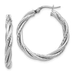 Load image into Gallery viewer, Leslie's 10K White Gold Polished Twisted Hoop Earrings10LE492W