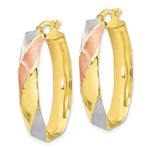 Load image into Gallery viewer, Leslie's 10K Rose and White Rhod Scratched-finished Hoop Earrings10LE496