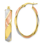 Load image into Gallery viewer, Leslie's 10K Rose and White Rhod Scratched-finished Hoop Earrings10LE496