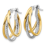 Load image into Gallery viewer, Leslie's 10K Two-tone Polished Textured Hoop Earrings10LE497