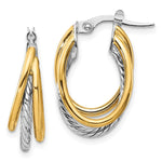 Load image into Gallery viewer, Leslie's 10K Two-tone Polished Textured Hoop Earrings10LE497