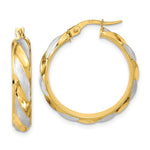 Load image into Gallery viewer, Leslie's 10K Rhodium Polished Textured Twisted Hoop Earrings10LE511