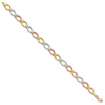 Load image into Gallery viewer, Leslie's 10K Tri-color Polished and Satin Link Bracelet10LF284-7.5