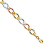 Load image into Gallery viewer, Leslie's 10K Tri-color Polished and Satin Link Bracelet10LF284-7.5