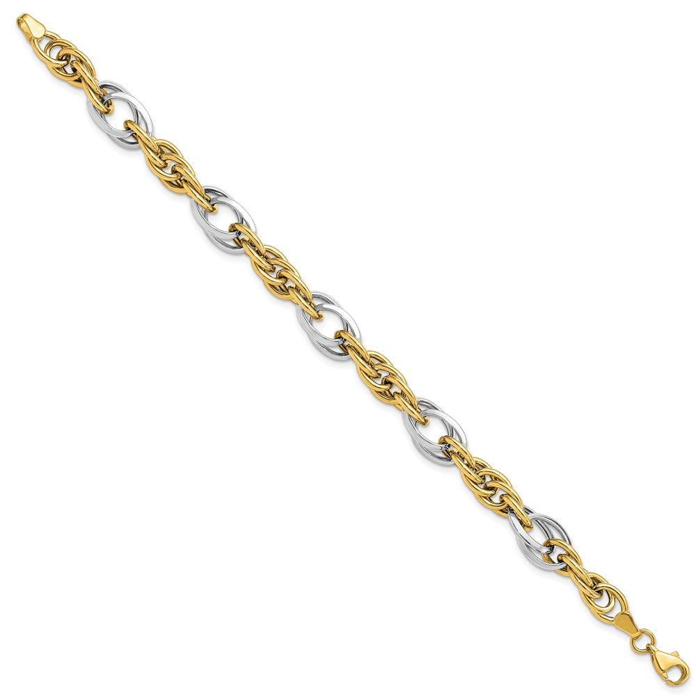 Leslie's 10K Two-tone Polished Fancy Link Bracelet10LF502-7.25