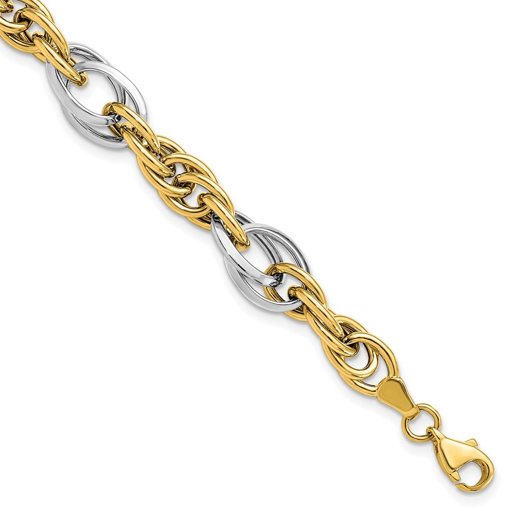 Leslie's 10K Two-tone Polished Fancy Link Bracelet10LF502-7.25