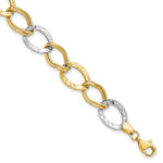 Load image into Gallery viewer, Leslie's 10K Two-tone Polished and Textured Link Bracelet10LF507-7.5