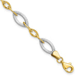 Load image into Gallery viewer, Leslie's 10K Two-tone Polished and Textured Link Bracelet10LF512-7.5
