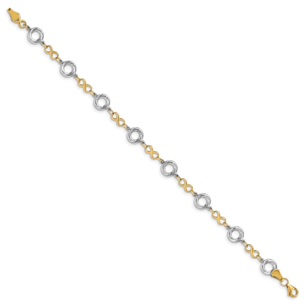 Leslie's 10K Two-tone Polished Textured Infinity Bracelet10LF586-7.5