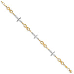 Load image into Gallery viewer, Leslie's 10K Two-tone Polished Cross and Infinity Bracelet10LF589-7.5