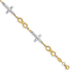 Load image into Gallery viewer, Leslie's 10K Two-tone Polished Cross and Infinity Bracelet10LF589-7.5