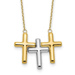 Load image into Gallery viewer, Leslie's 10K Two-tone Polished 3-Cross Necklace10LF592-18