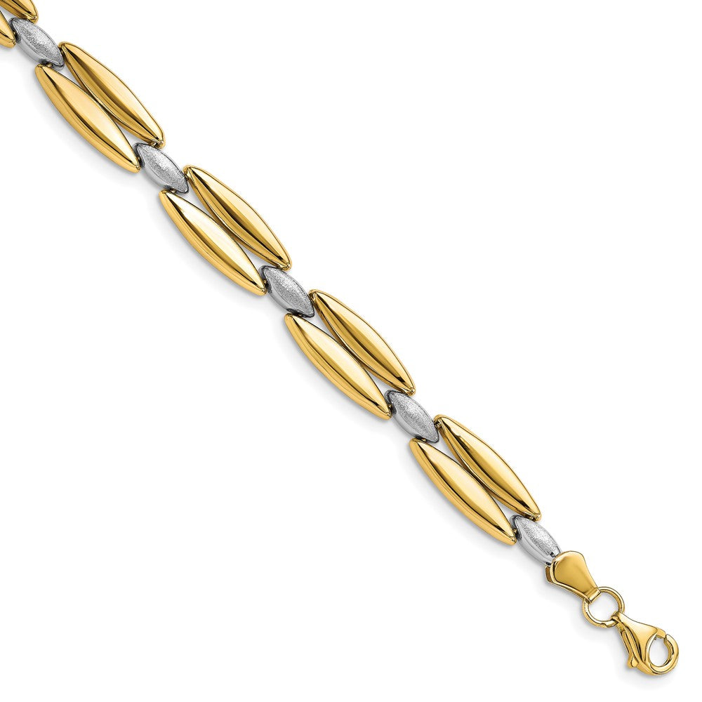 Leslie's 10K Two-tone Polished and Brushed Bracelet10LF594-7.5