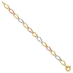 Load image into Gallery viewer, Leslie's 10k Tri-color Polished Link Bracelet10LF610-7.25