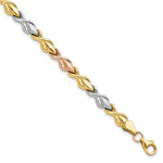 Load image into Gallery viewer, Leslie's 10k Tri-color Polished and Brushed Link Bracelet10LF612-7.5