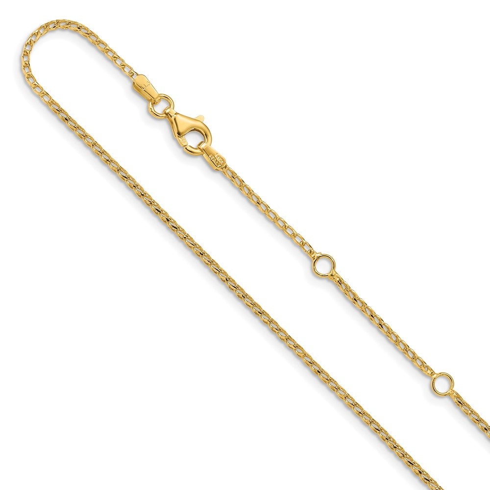 Leslie's 14K 1.40mm D/C Open Franco 1in + 1in Adjustable Chain1362-16+2