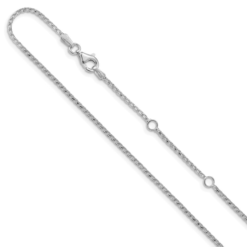 Leslie's 14K White Gold 1.40mm D/C Open Franco 1in + 1in Adjustable Chain1363-16+2