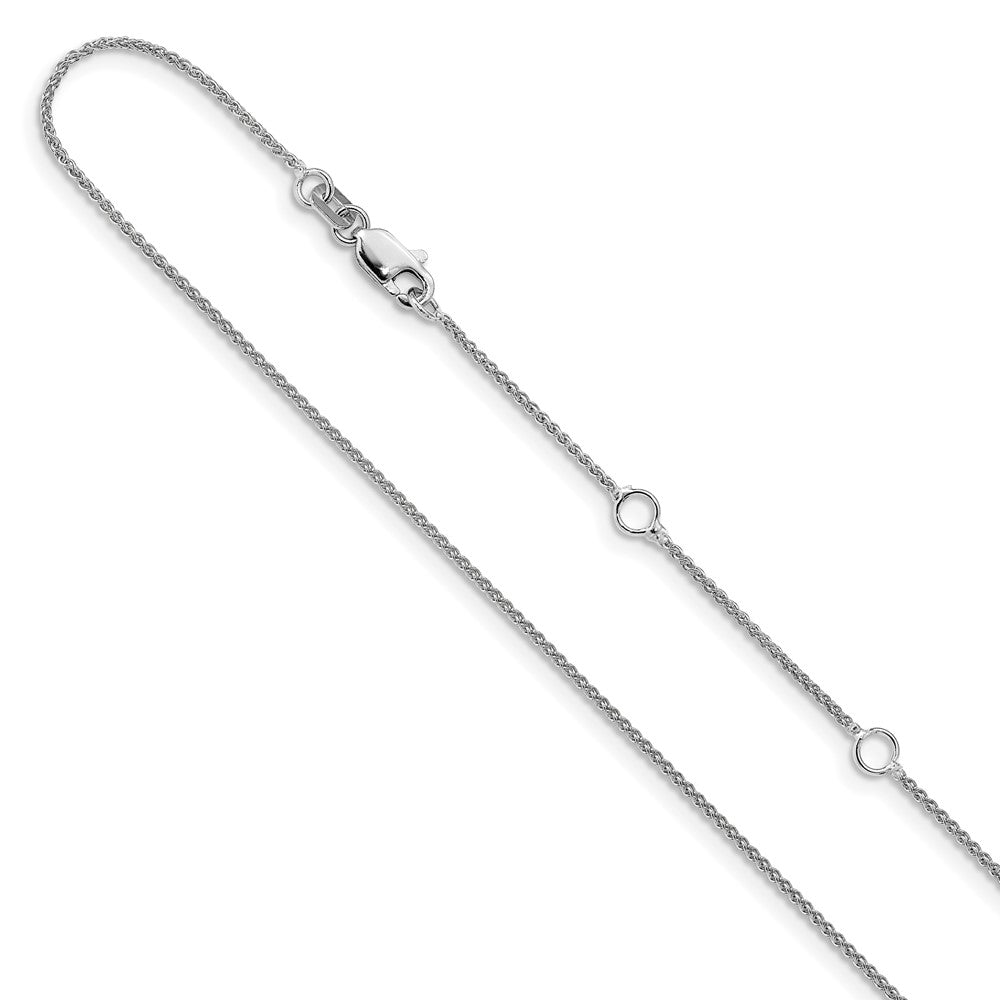 Leslie's 14K White Gold 1mm Spiga (Wheat) 1in+1in Adjustable Chain1367-16+2